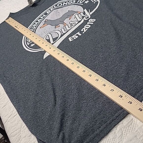 Gildan sz XL gray T-Shirt with graphics "This Human belongs to Dusty" - Picture 4 of 6